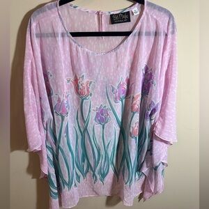 Bob Mackie sheer tulip top art to wear size 1X